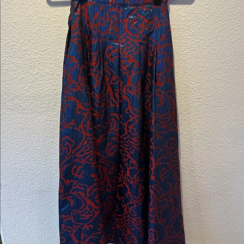NWT Maeve - Anthropologie Red and Blue A-Line Slit Skirt